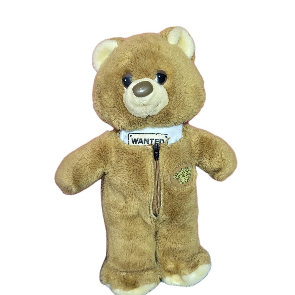 Vintage 1980s Undercover Bear WANTED Honey Zipper Plush 14"‎ Brown Teddy Stuffed